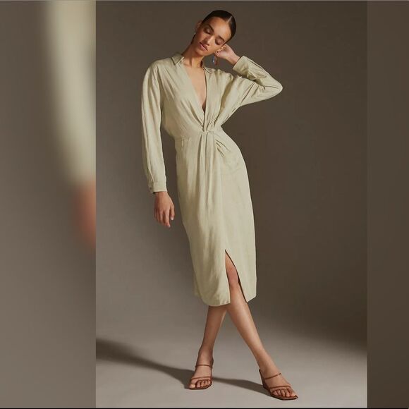 Anthropologie - V-Neck Knot Front Midi Dress size 8 - Picture 2 of 7